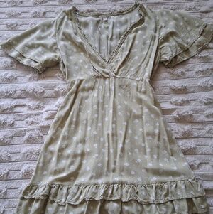 Billabong Floral Dress in Olive and White